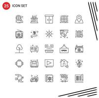 Stock Vector Icon Pack of 25 Line Signs and Symbols for location map decor reel movie Editable Vector Design Elements