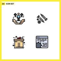 Modern Set of 4 Filledline Flat Colors Pictograph of user work support building commerce Editable Vector Design Elements