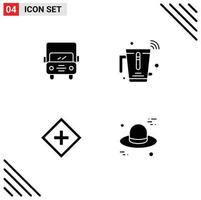 Stock Vector Icon Pack of 4 Line Signs and Symbols for auto customer van mixer increase Editable Vector Design Elements