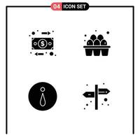 4 Creative Icons Modern Signs and Symbols of flow info money food direction Editable Vector Design Elements