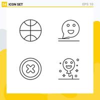 Line Pack of 4 Universal Symbols of basketball ui chat mail halloween Editable Vector Design Elements