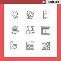 9 Thematic Vector Outlines and Editable Symbols of earrings lamp phone idea iphone Editable Vector Design Elements