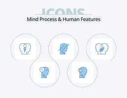 Mind Process And Human Features Blue Icon Pack 5 Icon Design. mind. human. think. chart. mind vector