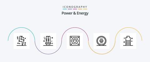 Power And Energy Line 5 Icon Pack Including energy. computing. fluorescent. socket. plug vector