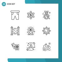 9 Creative Icons Modern Signs and Symbols of country yard badge security fences Editable Vector Design Elements