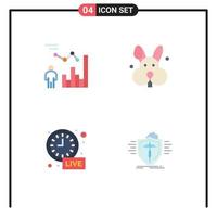 4 Creative Icons Modern Signs and Symbols of chart clock management easter live update Editable Vector Design Elements