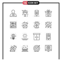 Set of 16 Vector Outlines on Grid for main board doller present gift Editable Vector Design Elements