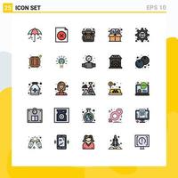 Pictogram Set of 25 Simple Filled line Flat Colors of options gear emergency box bookmark Editable Vector Design Elements