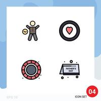 Mobile Interface Filledline Flat Color Set of 4 Pictograms of exercise creative health heart calendar Editable Vector Design Elements