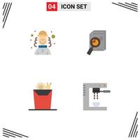 Pack of 4 Modern Flat Icons Signs and Symbols for Web Print Media such as harlequin data hat analytic noodle Editable Vector Design Elements