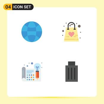 Set of 4 Modern UI Icons Symbols Signs for globe design baby kid processa Editable Vector Design Elements