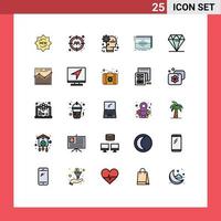 Set of 25 Modern UI Icons Symbols Signs for wave hertz brain frequency productivity Editable Vector Design Elements
