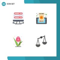 Set of 4 Commercial Flat Icons pack for monitor grass web phone easter Editable Vector Design Elements