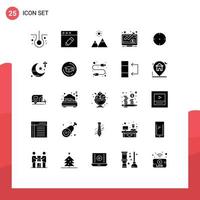 Modern Set of 25 Solid Glyphs Pictograph of religion goal nature aim up Editable Vector Design Elements