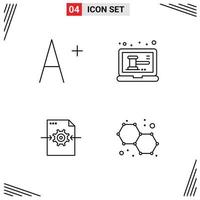 Universal Icon Symbols Group of 4 Modern Filledline Flat Colors of font arrow laptop file chemistry Editable Vector Design Elements