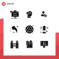 Set of 9 Modern UI Icons Symbols Signs for gas up mind share goal Editable Vector Design Elements