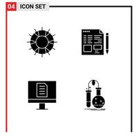 4 Creative Icons Modern Signs and Symbols of help computer save text office Editable Vector Design Elements