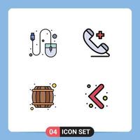 Modern Set of 4 Filledline Flat Colors Pictograph of computer beer barrel tool plus drink Editable Vector Design Elements