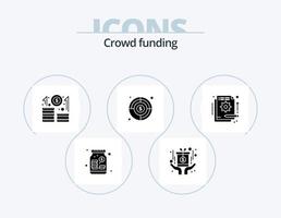 Crowdfunding Glyph Icon Pack 5 Icon Design. fund. finding goal. business. target. aim vector