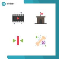 Universal Icon Symbols Group of 4 Modern Flat Icons of film pause architecture mario media Editable Vector Design Elements