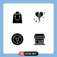 Group of 4 Modern Solid Glyphs Set for bag store balloon wheel Layer 1 Editable Vector Design Elements