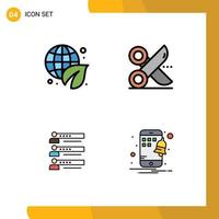 4 User Interface Filledline Flat Color Pack of modern Signs and Symbols of earth day skills green paper people Editable Vector Design Elements