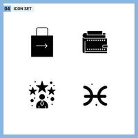 Modern Set of 4 Solid Glyphs Pictograph of arrow personal protect cash avatar Editable Vector Design Elements