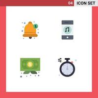 Universal Icon Symbols Group of 4 Modern Flat Icons of alert business alarm music diploma Editable Vector Design Elements