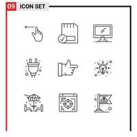 9 Creative Icons Modern Signs and Symbols of hardware plug hardware electric imac Editable Vector Design Elements