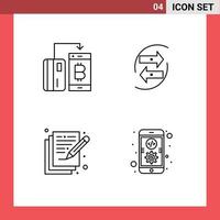 4 User Interface Line Pack of modern Signs and Symbols of cashless money money chart poetry Editable Vector Design Elements