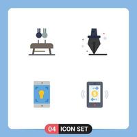 Universal Icon Symbols Group of 4 Modern Flat Icons of exercise mobile rings pen screen Editable Vector Design Elements