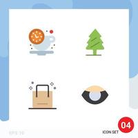 Group of 4 Flat Icons Signs and Symbols for break cart time spring shop Editable Vector Design Elements