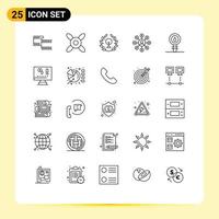 Mobile Interface Line Set of 25 Pictograms of laboratory cell leaf biology chain Editable Vector Design Elements