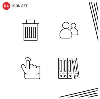 4 Universal Filledline Flat Colors Set for Web and Mobile Applications delete gesture user users file Editable Vector Design Elements