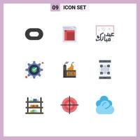 Set of 9 Modern UI Icons Symbols Signs for approved islam invoice lettering mubarak Editable Vector Design Elements