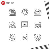 User Interface Pack of 9 Basic Outlines of monitor typing halloween screen chevron Editable Vector Design Elements