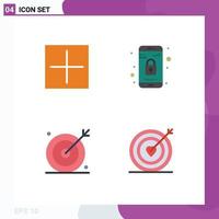 Set of 4 Modern UI Icons Symbols Signs for add media plus mobile search Editable Vector Design Elements