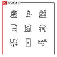 9 Thematic Vector Outlines and Editable Symbols of investment document tool business support Editable Vector Design Elements