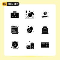 Set of 9 Modern UI Icons Symbols Signs for fry breakfast information university notes Editable Vector Design Elements