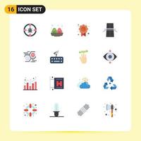 User Interface Pack of 16 Basic Flat Colors of network highway quality grid construction Editable Pack of Creative Vector Design Elements