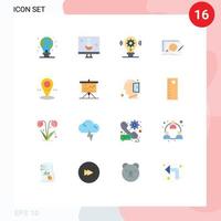 Set of 16 Modern UI Icons Symbols Signs for complete design echography level gear Editable Pack of Creative Vector Design Elements