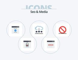 seo y medios de comunicación plano icono paquete 5 5 icono diseño. mejoramiento. motor. página. informática. sitio web vector