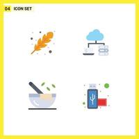 User Interface Pack of 4 Basic Flat Icons of autumn kitchenware cold server connection Editable Vector Design Elements