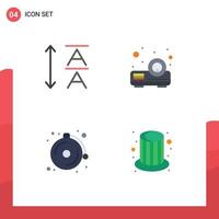 Stock Vector Icon Pack of 4 Line Signs and Symbols for font hat presentation bell cap Editable Vector Design Elements