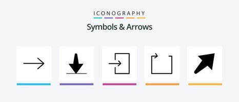 Symbols and Arrows Glyph 5 Icon Pack Including . arrow. right. Creative Icons Design vector