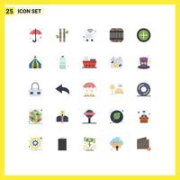 Flat Color Pack of 25 Universal Symbols of money prison cart jail architecture Editable Vector Design Elements