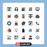 Modern Set of 25 Filled line Flat Colors and symbols such as imac monitor document computer scale Editable Vector Design Elements