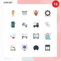 16 Flat Color concept for Websites Mobile and Apps app set shopping gadget romance Editable Pack of Creative Vector Design Elements