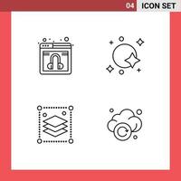 4 Universal Line Signs Symbols of chat copy layers service satellite layers Editable Vector Design Elements