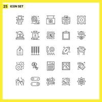 Set of 25 Modern UI Icons Symbols Signs for data laptop board presentation sign Editable Vector Design Elements